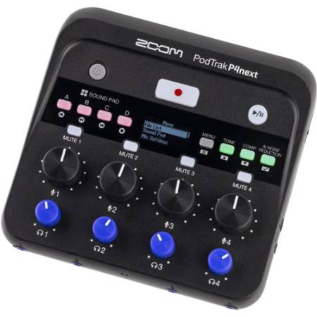 Zoom PodTrak P4next - 4-kanałowy rejestrator audio do podcastów, 48kHz, 32-bit float